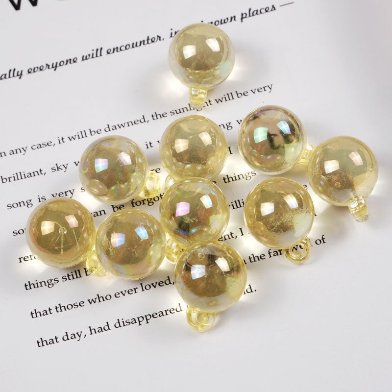 Wholesale 100PCS/PACK 16mm color transparent bright plated ab hanging hole acrylic Beads
