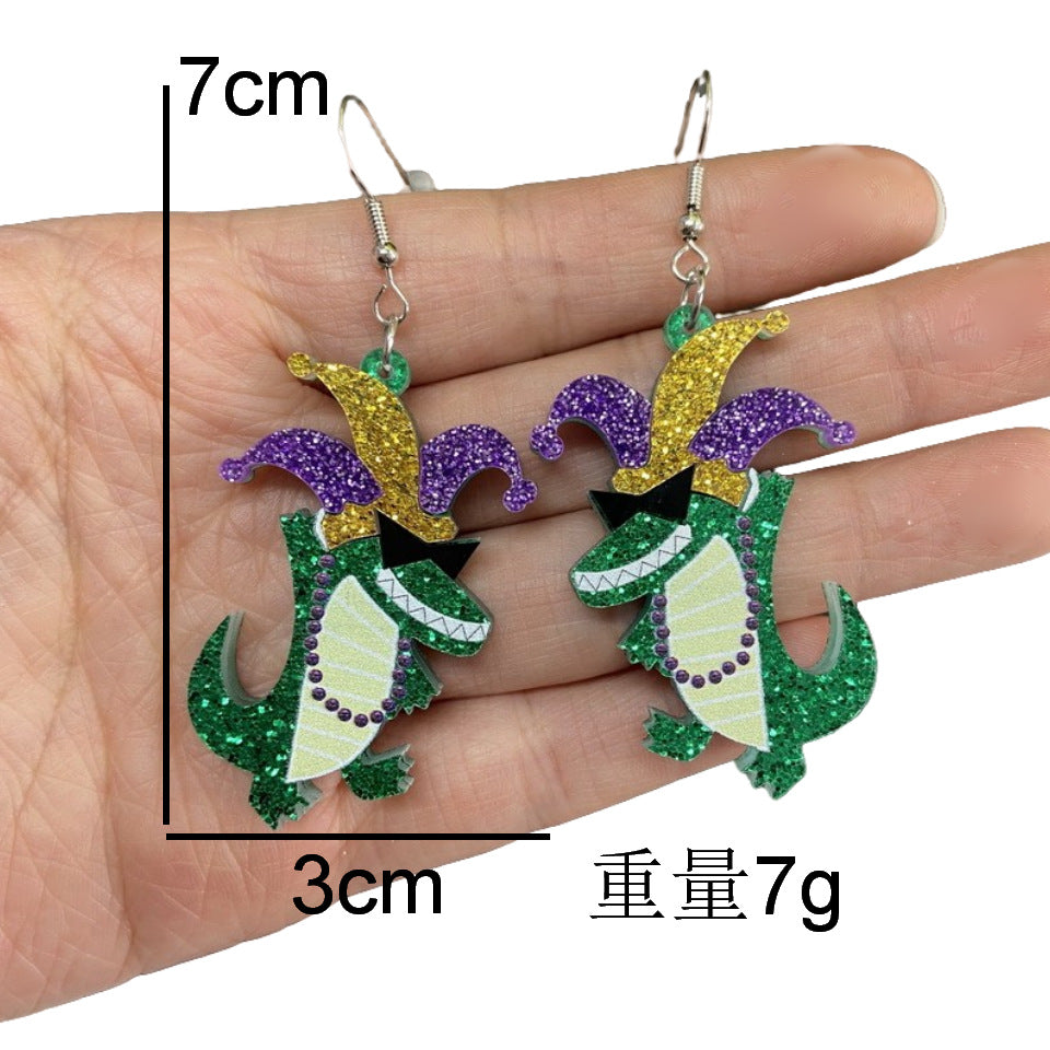 Wholesale Carnival Crown Clown Hat Sequin Earrings
