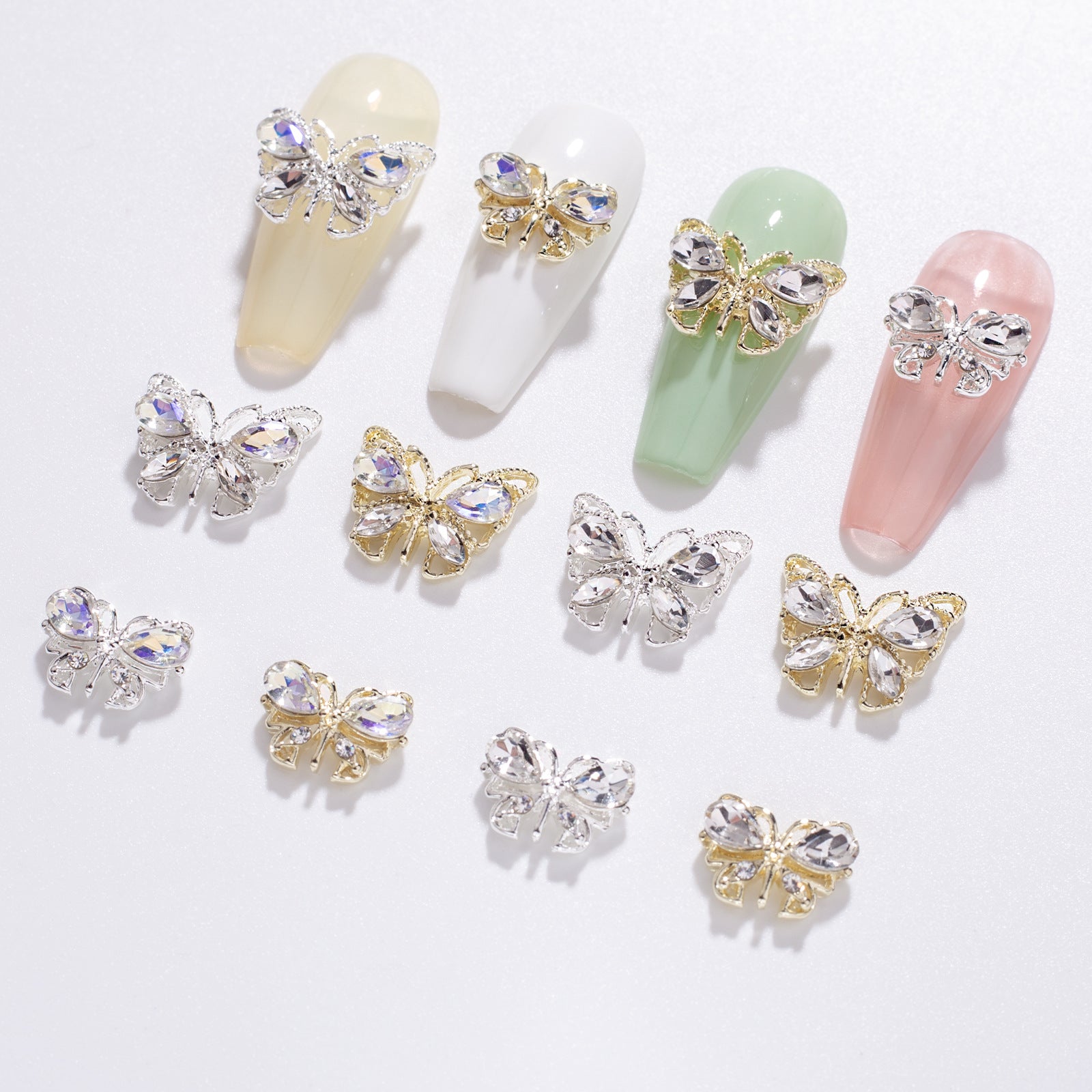 Hollow nail art small butterfly alloy jewelry