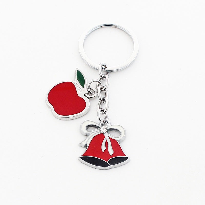 Wholesale Christmas Santa Claus Christmas Hat Drop Oil Zinc Alloy Keychain