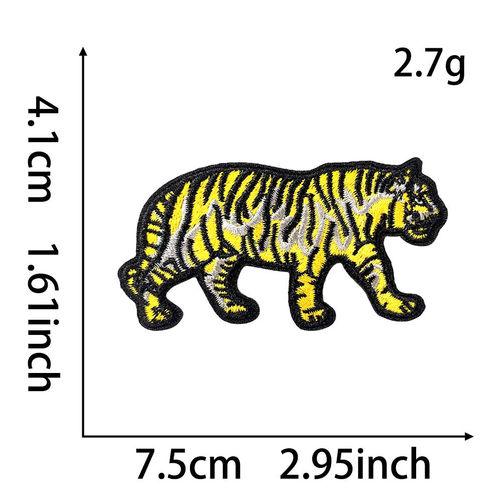 Wholesale Colorful Neon Tiger Embroidery Patch Five Tone Design Hot Melt Adhesive Backing Coat Decoration Chic Gift