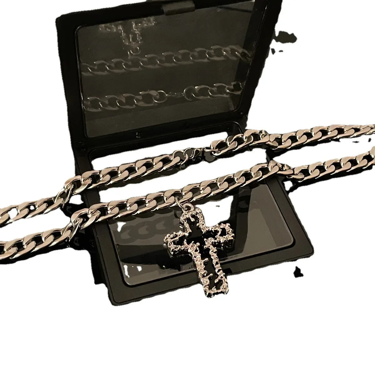 Wholesale Dark style melting cross hip-hop style Cuban clavicle necklace