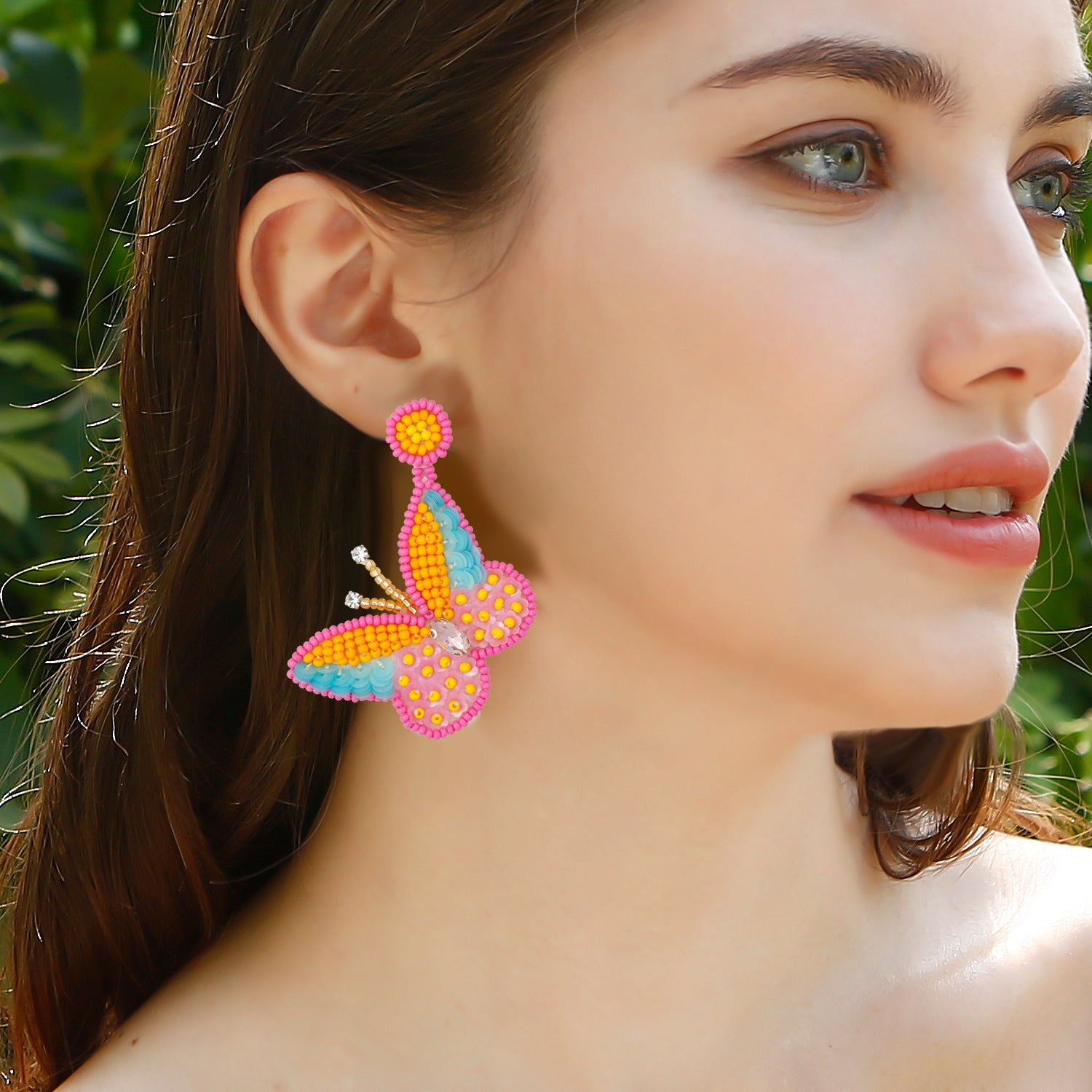 Wholesale Bohemian Tassel Rainbow Hand Woven Rice Bead Earrings