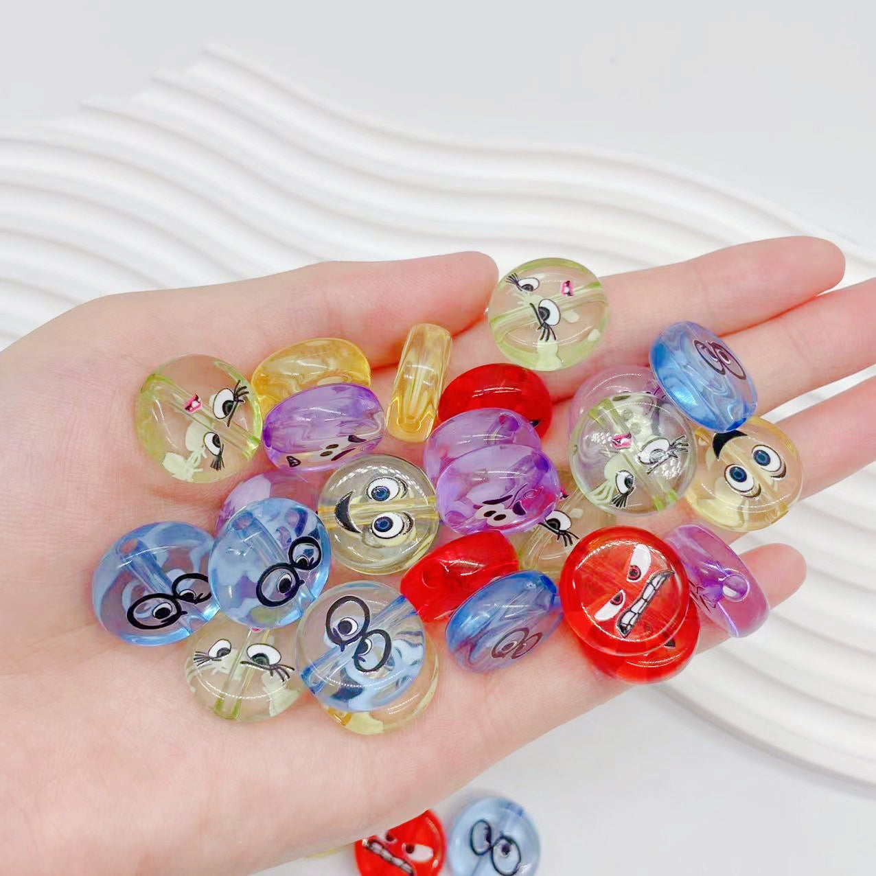 Wholesale 100PCS/PACK Acrylic Print Color Jelly Bean Expression DIY Loose Beads