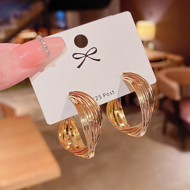 Wholesale Vintage Metal Exaggerated Earrings 925 Silver Pin Alloy Earrings