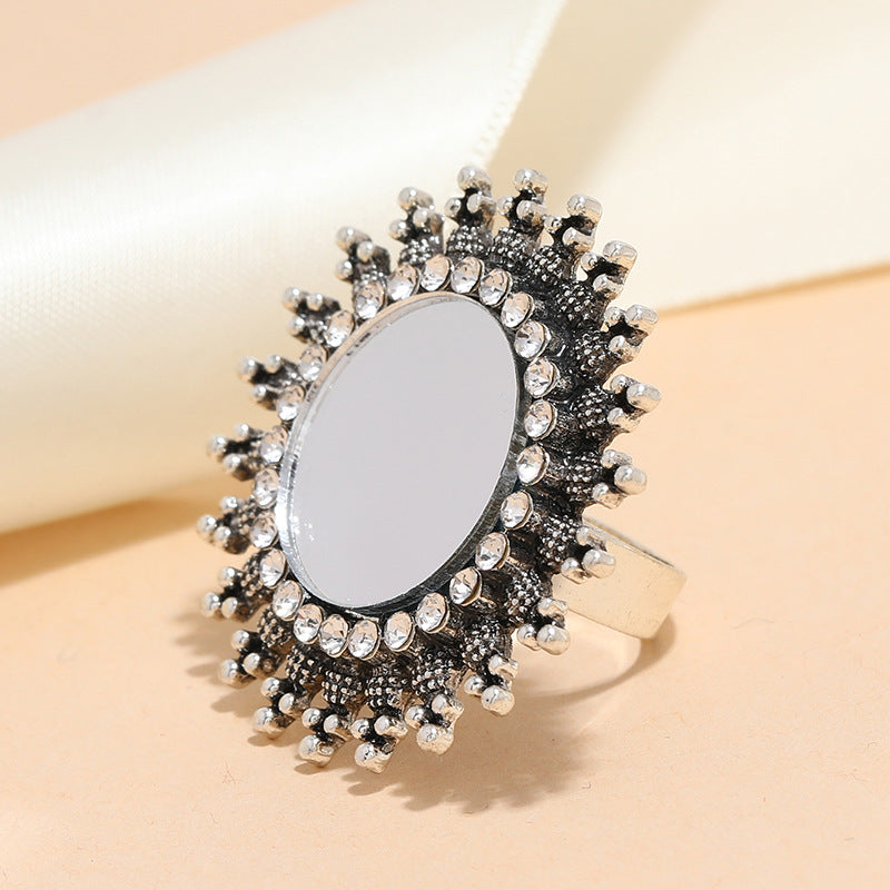 Wholesale Alloy Diamond Retro Personality Exaggerated Creative Opening Adjustable Ring