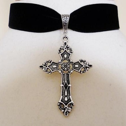 Wholesale Velvet Belt Cross Necklace Faith Bless Lucky Peace Cross Necklace Cross Border Jewelry