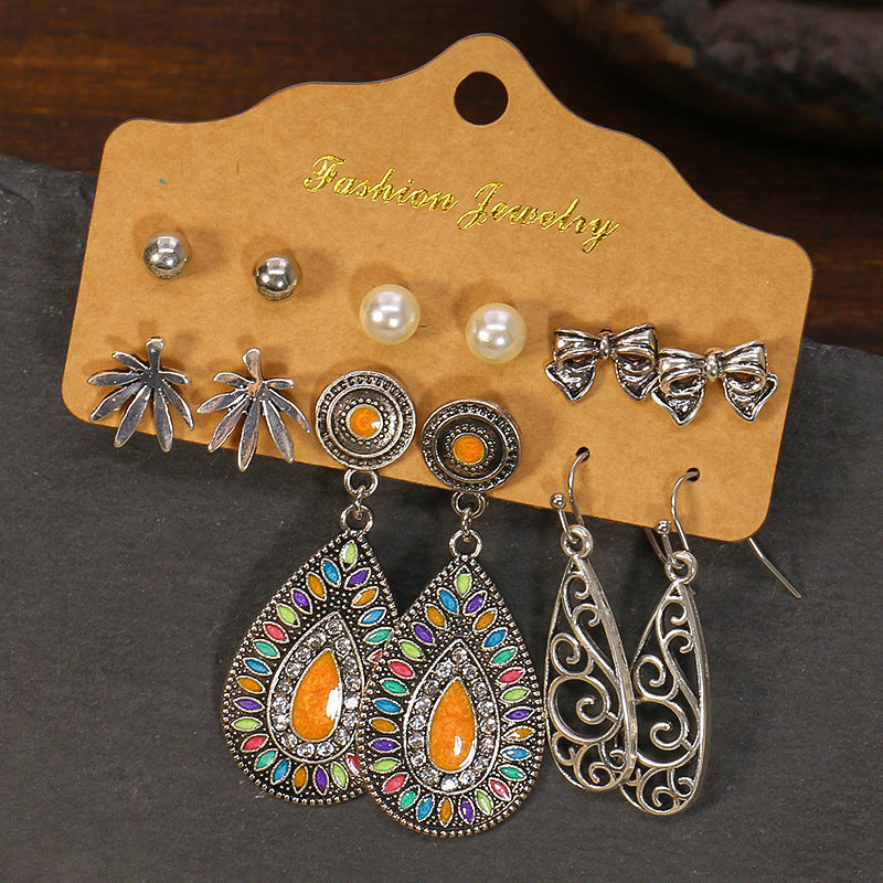 Wholesale Vintage Geometric Alloy Tassel Set Earrings
