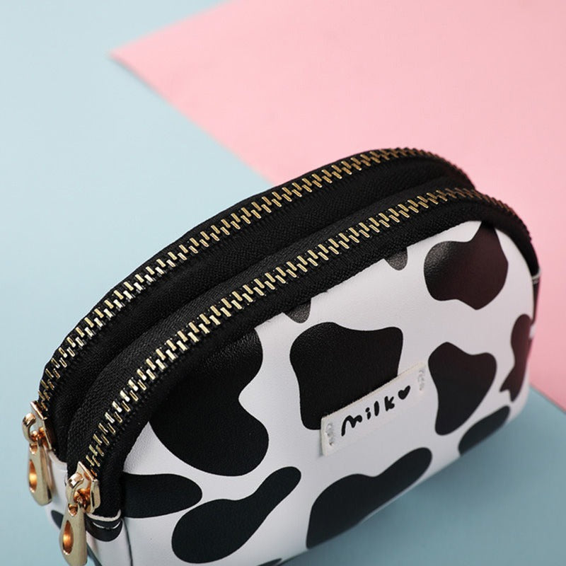 Wholesale Cute Cow Double Zipper Large Capacity Multi-card Slot Student Artificial Leather Wallet