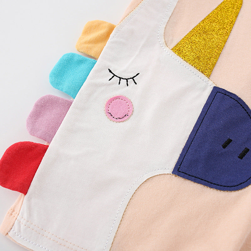 Wholesale Girls Crew Neck Unicorn Kids Tops