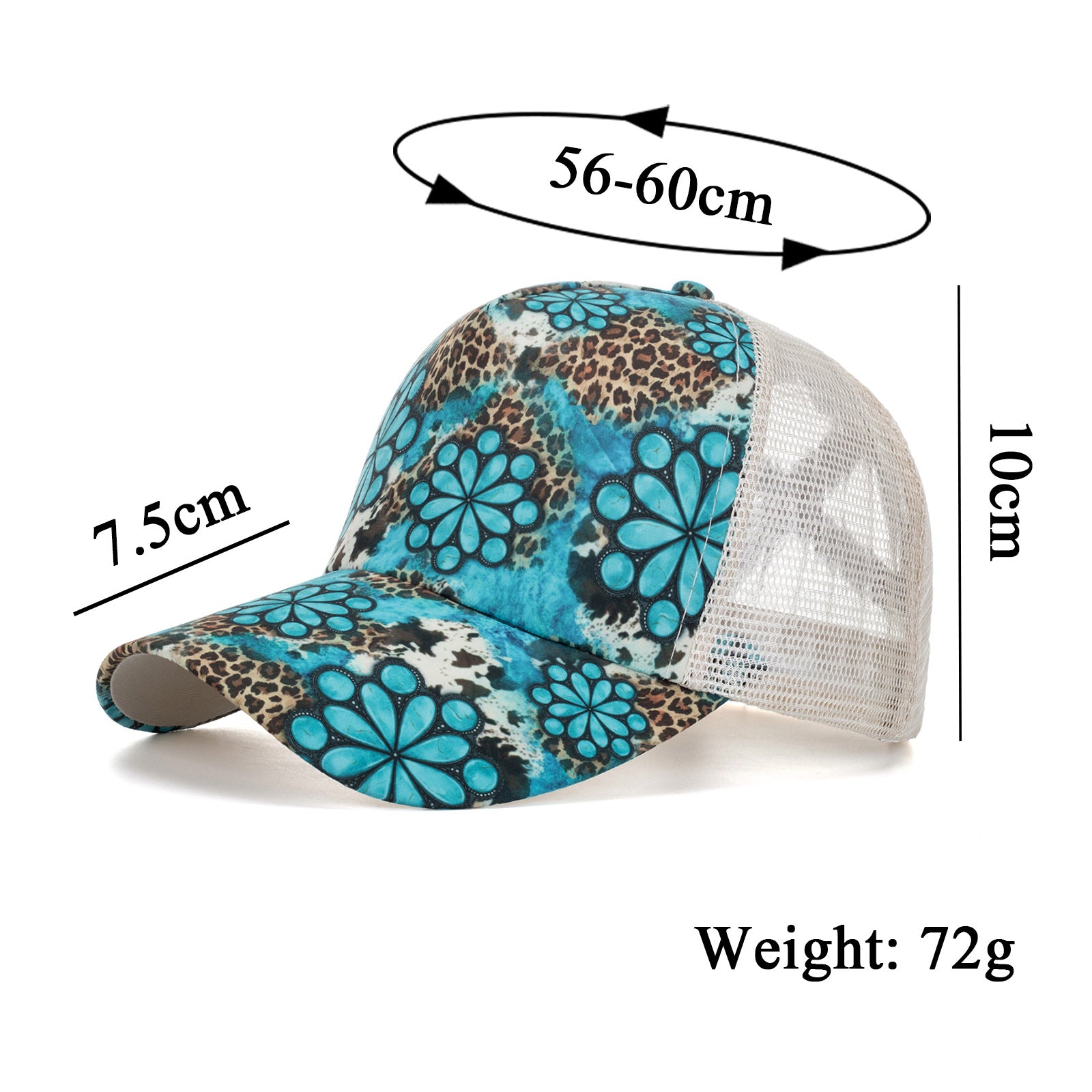 Wholesale  leopard print flower horizontal stripe cross mesh cap baseball cap