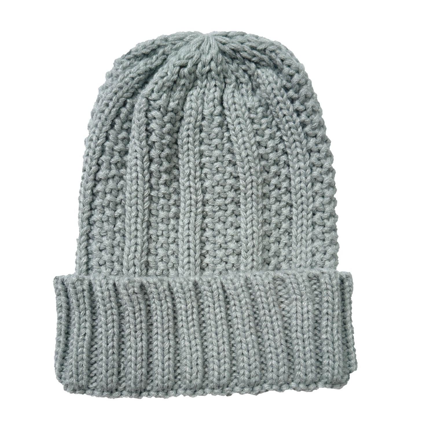 Wholesale Vertical Striped Curled Edge Knitted Wool Warm Hat