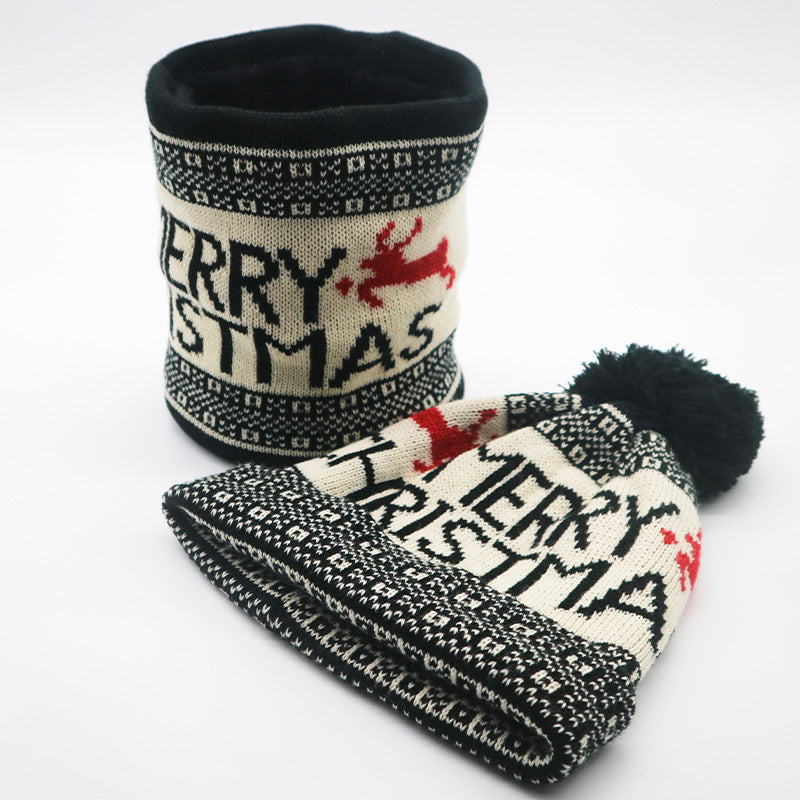 Wholesale Cotton Christmas Pom Fawn Christmas Hat Bib Set