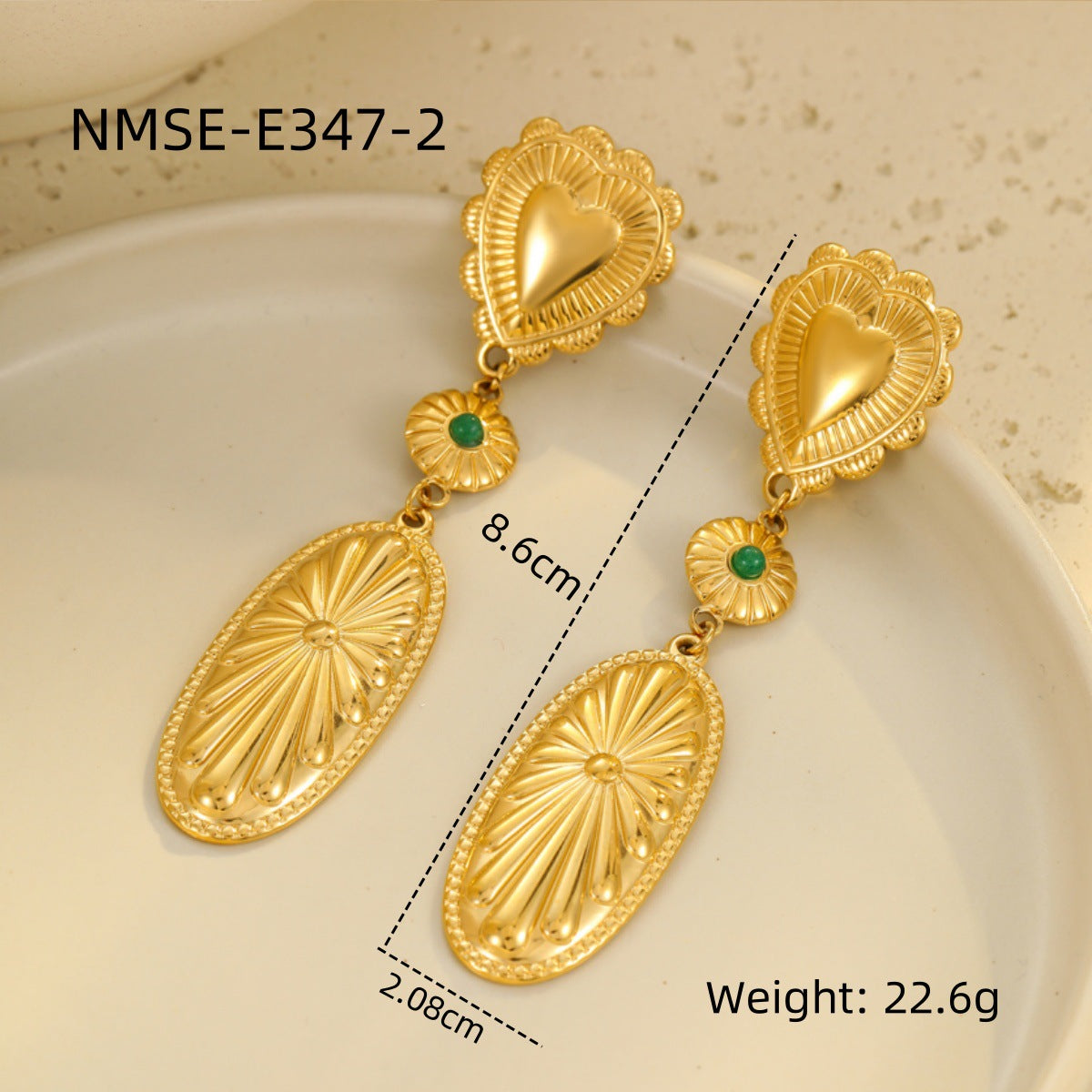 Wholesale Water droplet shaped heart shape Stainless Steel Earrings