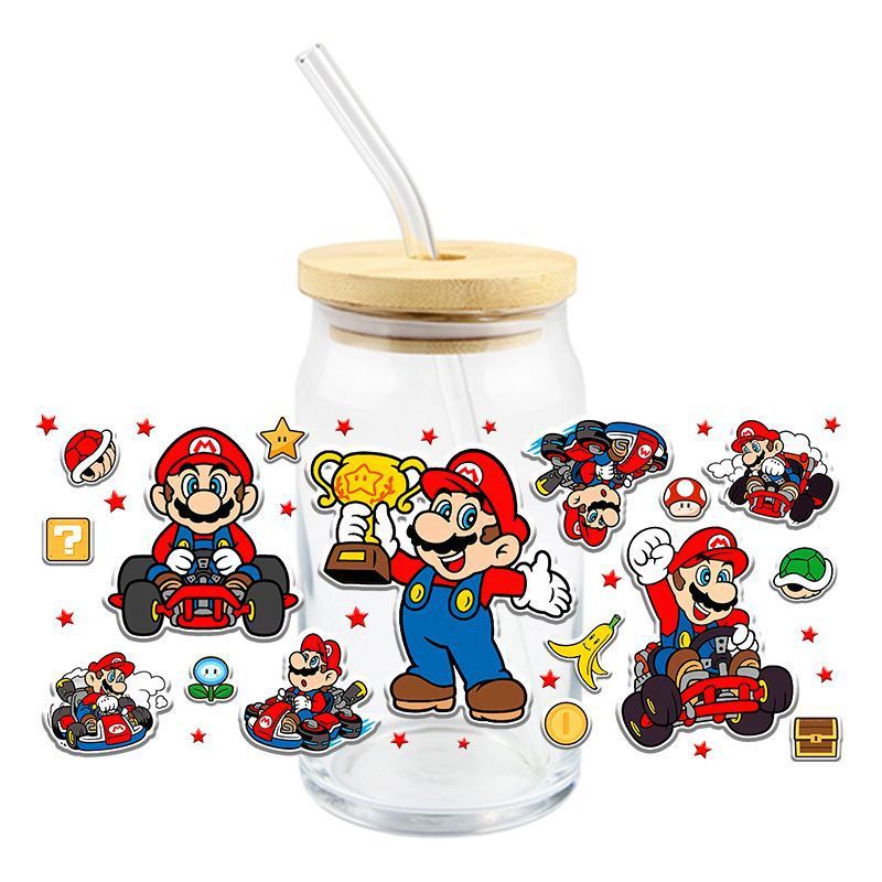 Wholesale 5pcs Cartoon Uv DTF Transparent Crystal  16oz Cup UV DTF Wraps OLY Exclusive