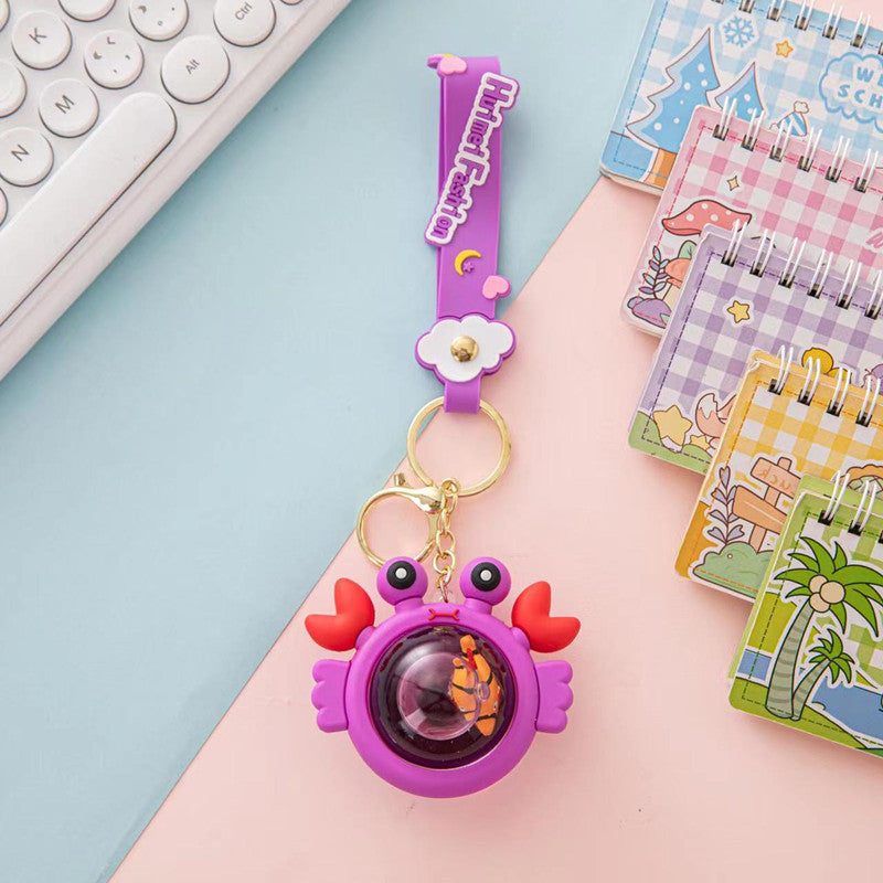 Wholesale Acrylic Floating Cartoon Crab Liquid Keychain