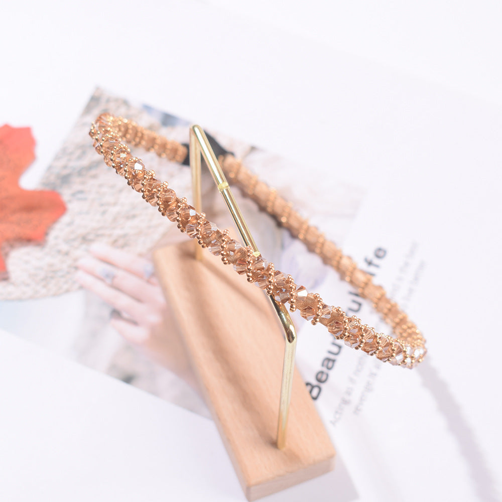 Wholesale Crystal Hand Braided Thin Edge Headband