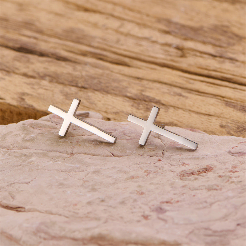 Wholesale Extended cross stainless steel earrings