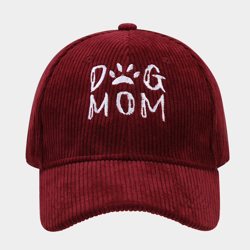 Wholesale DOG MOM Embroidered Corduroy Baseball Caps