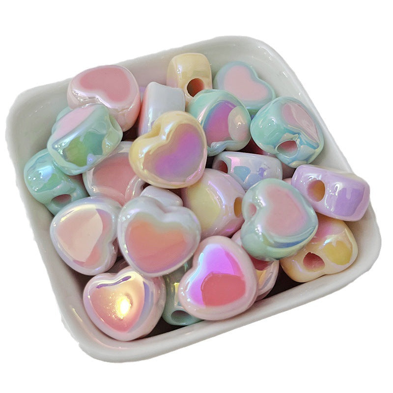 Wholesale Love Beads Two-color UV Plated Loose Beads