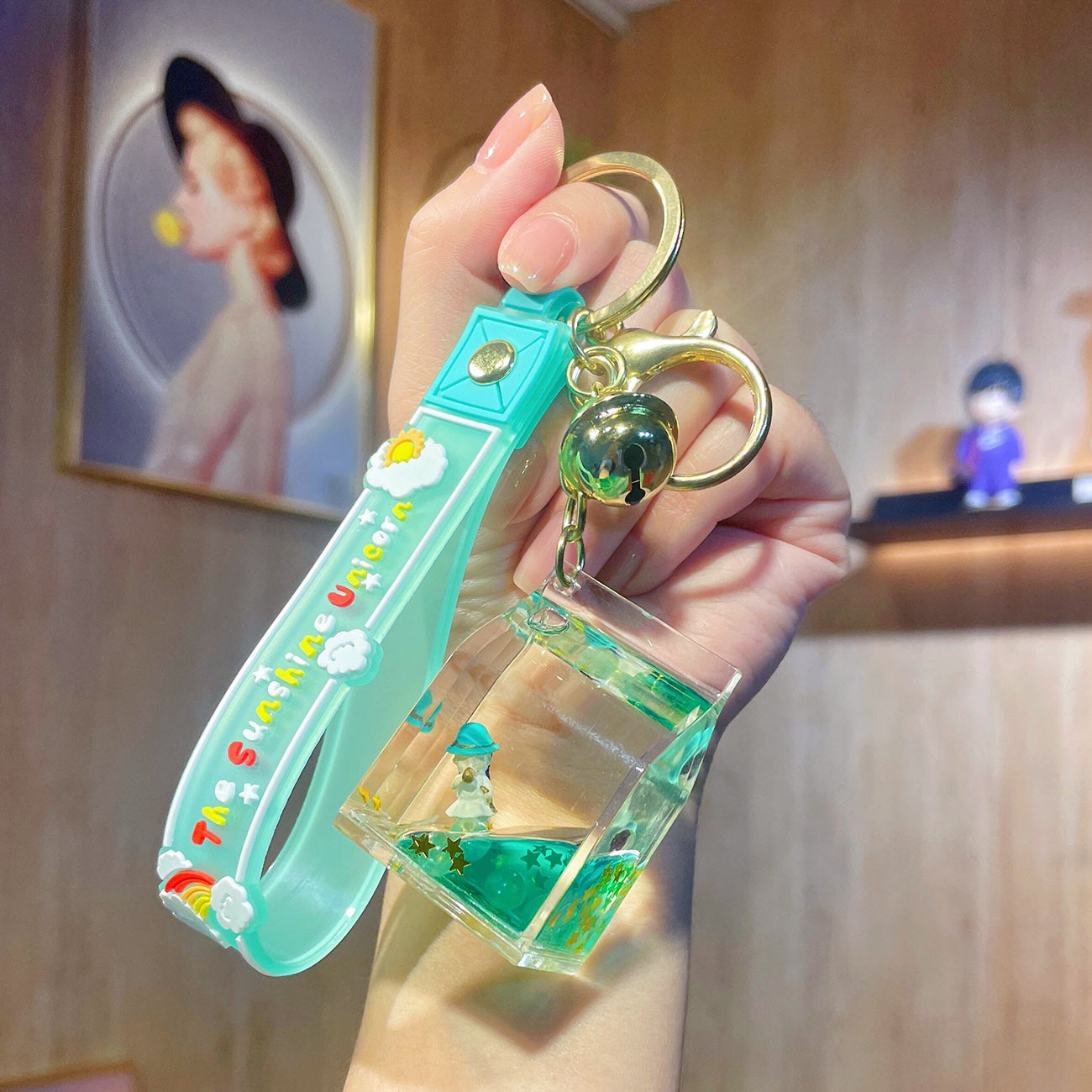 Cadena de llave de aceite de cartón de leche acrílica al por mayor