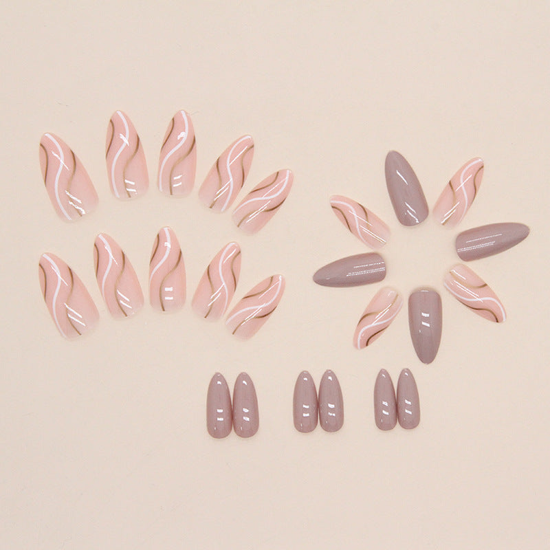 Wholesale Almond Nail Ripple Custard Almond Nail Stickers