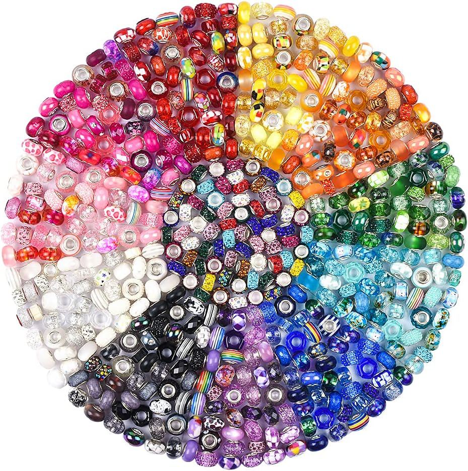 Wholesale 200pcs Resin Color Beads Big Hole Mixed Color Beads