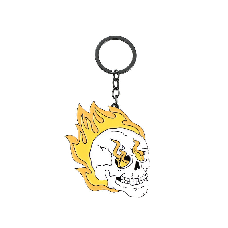 Wholesale 100pcs/pack Halloween Flame Skeleton Zinc Alloy Keychains