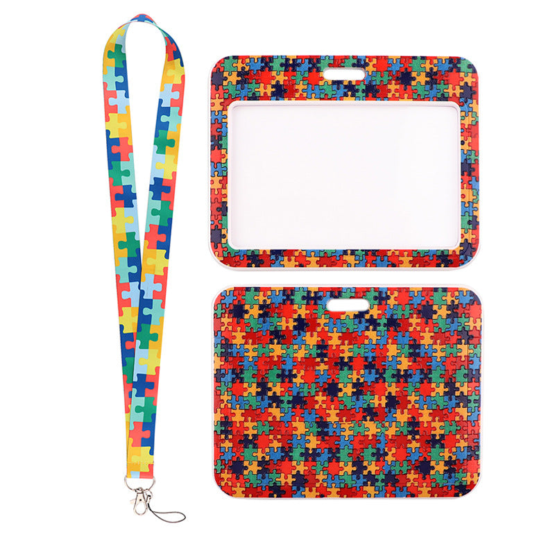 Wholesale Labyrinth Grid Rainbow Polyester Badge Lanyard