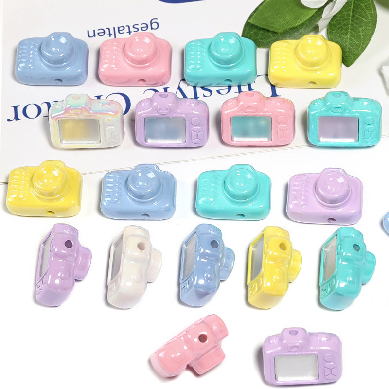 Wholesale 50pcs  Acrylic Cream Camera Beaded with Mirror