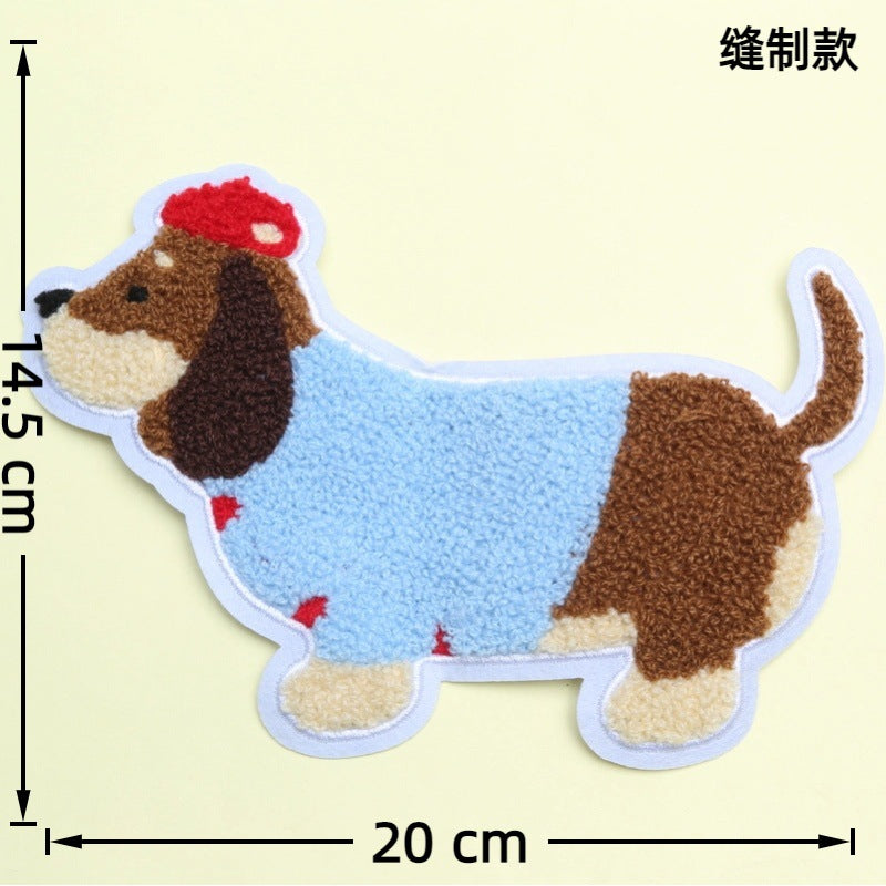 Wholesale 10pcs Sausage Dog Embroidery Large Cartoon Embroidery DIY Patches
