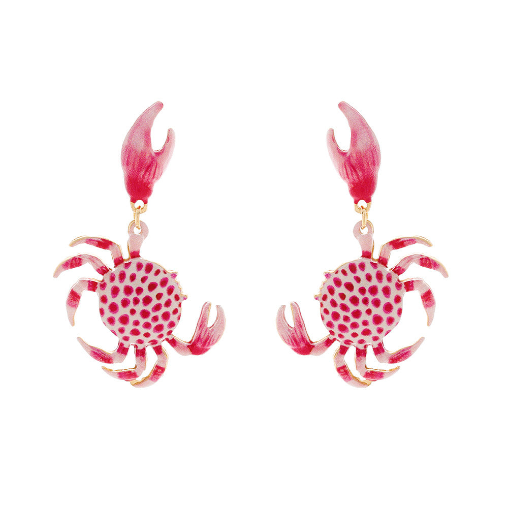 Wholesale Cute painted crab alloy marine animal earrings