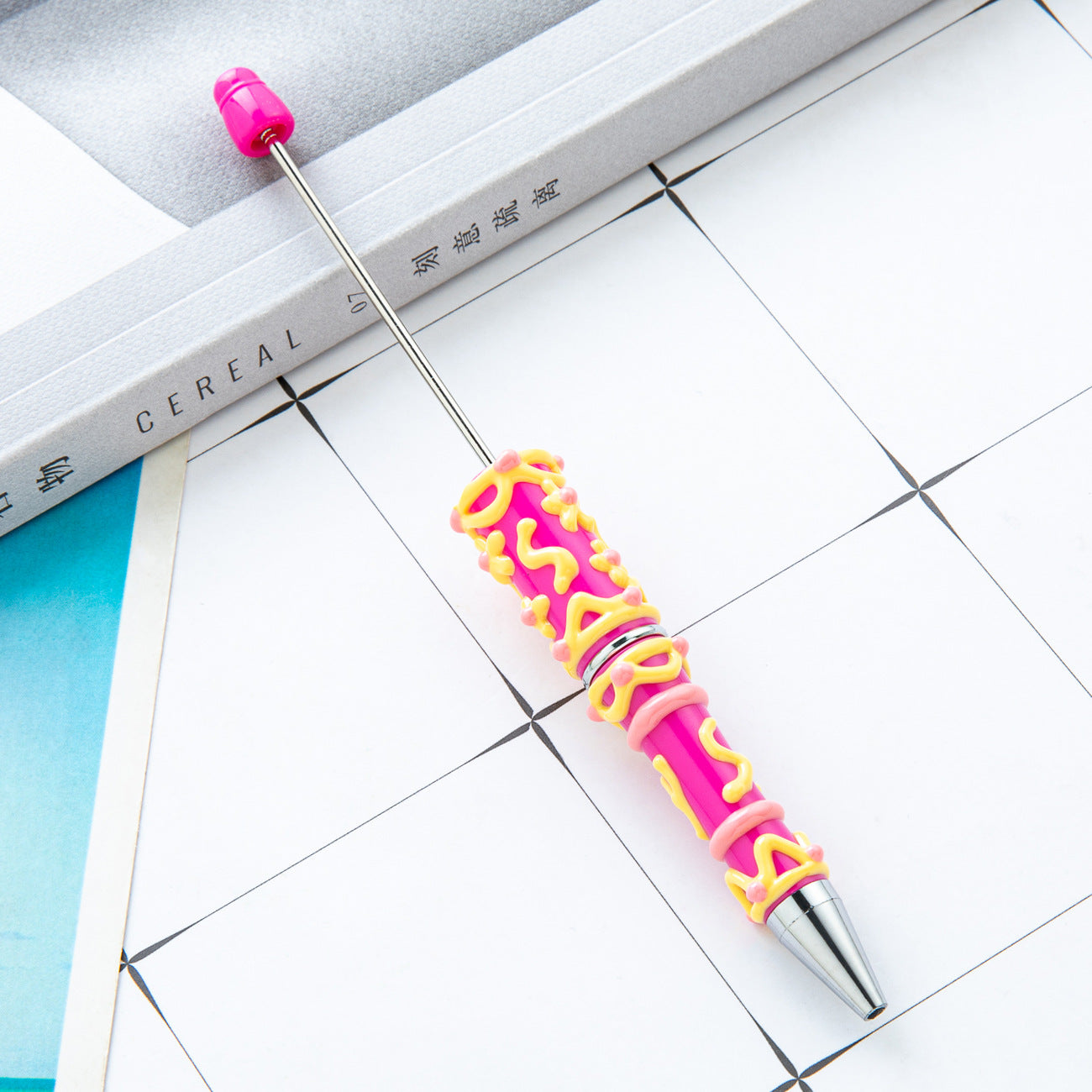 Wholesale Creative cream glue hand-painted beaded pen diy hand-painted oil ball point pen Macaron cream cute pen