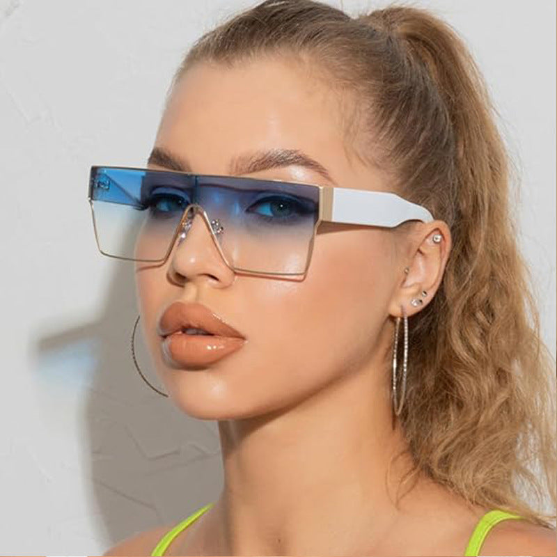 Wholesale Square one-piece large frame sunglasses sun visor sunglasses women' s trendy high-end sunglasses