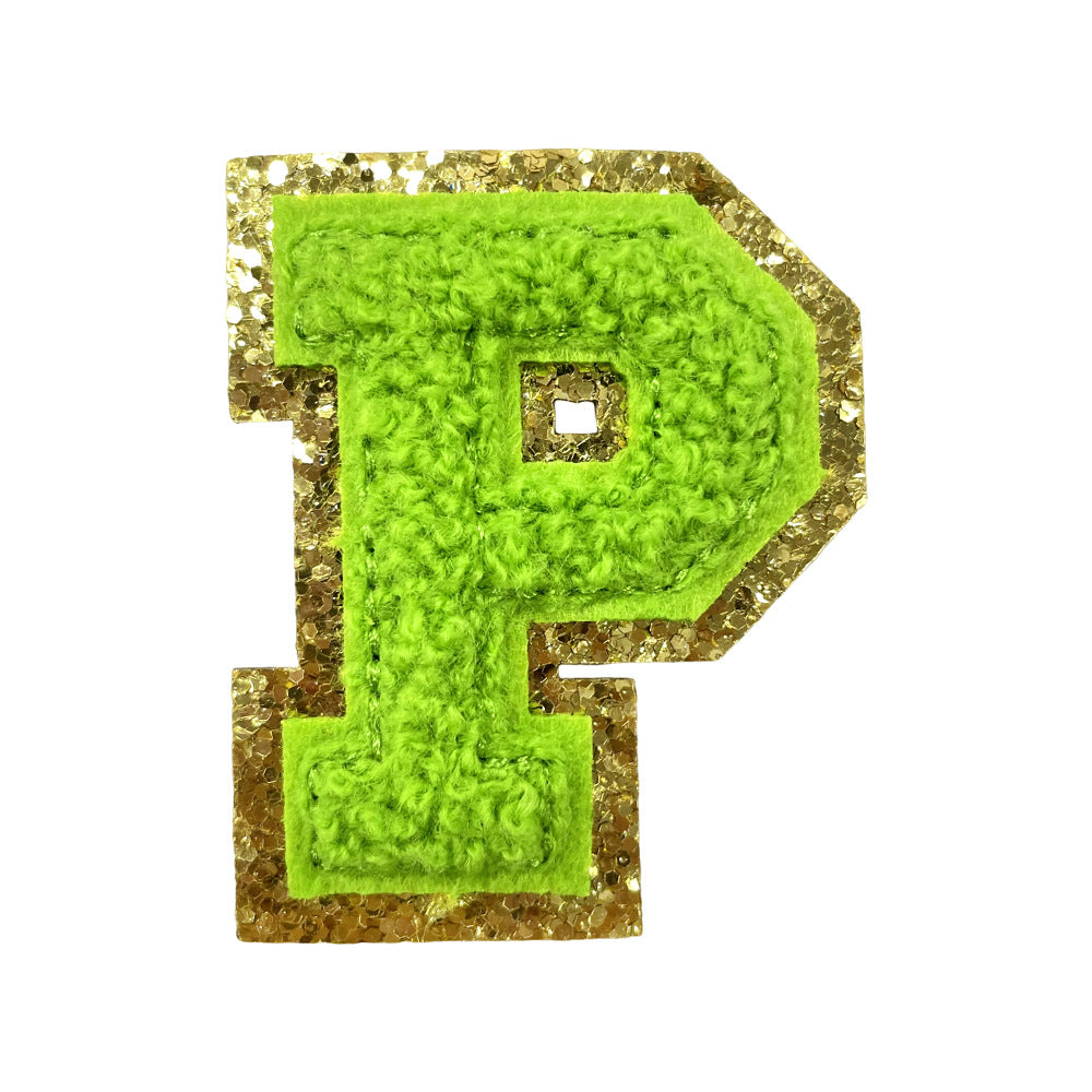 Wholesale Gold Glitter A Z Letter Patches Towel Embroidery Appliques Self Adhesive For Coats Stylish DIY Fashion Accessory