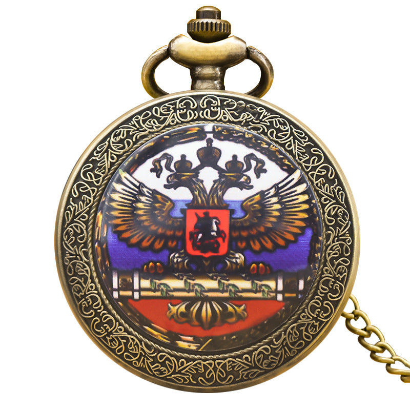 Wholesale Vintage antique bronze carved falcon pocket watch