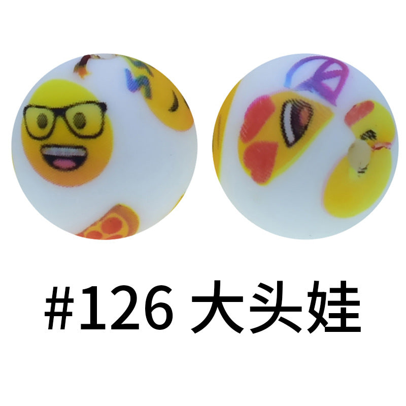 Wholesale 50pcs 16mm Print Silicone Beads Colorful Silicone Water Transfer Beads
