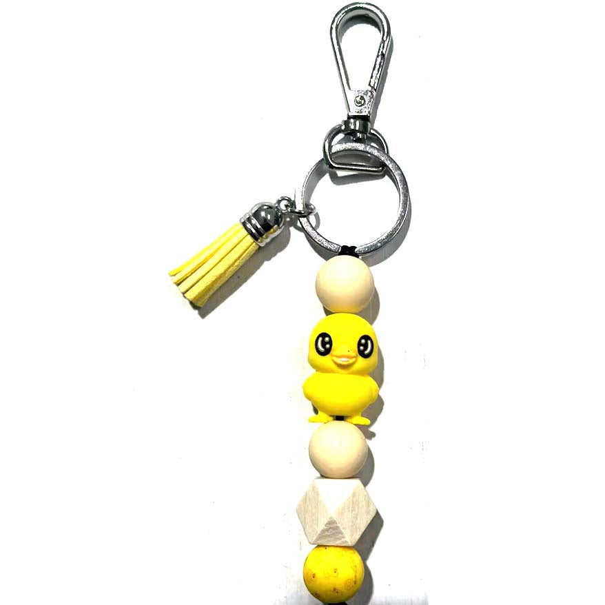 Wholesale Silicone Bead Cartoon Cow Keychain Bag Charm For Couple Birthday Gift And Everyday Use