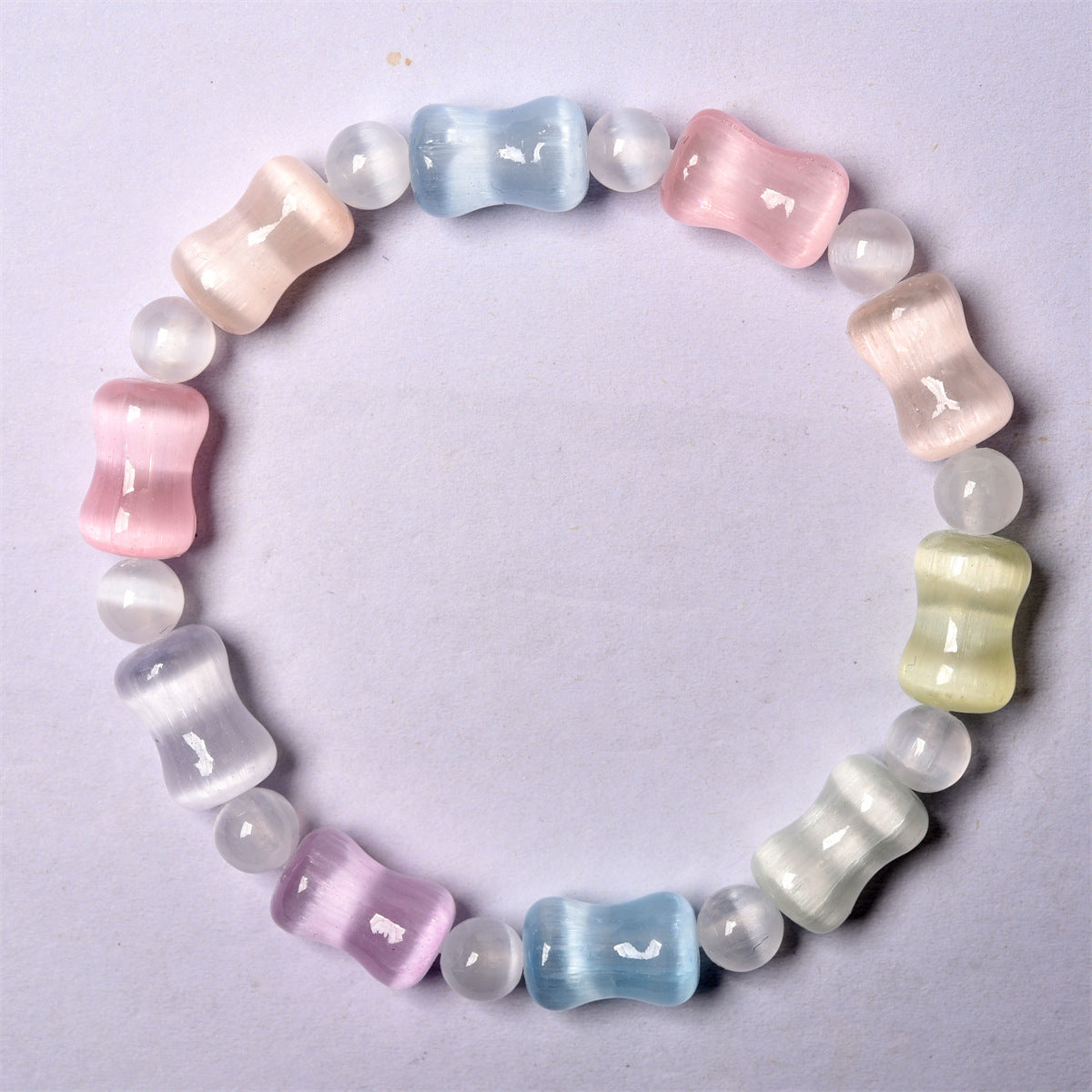 Wholesale Color Transmitte Gypsum Rainbow Bamboo Bracelet