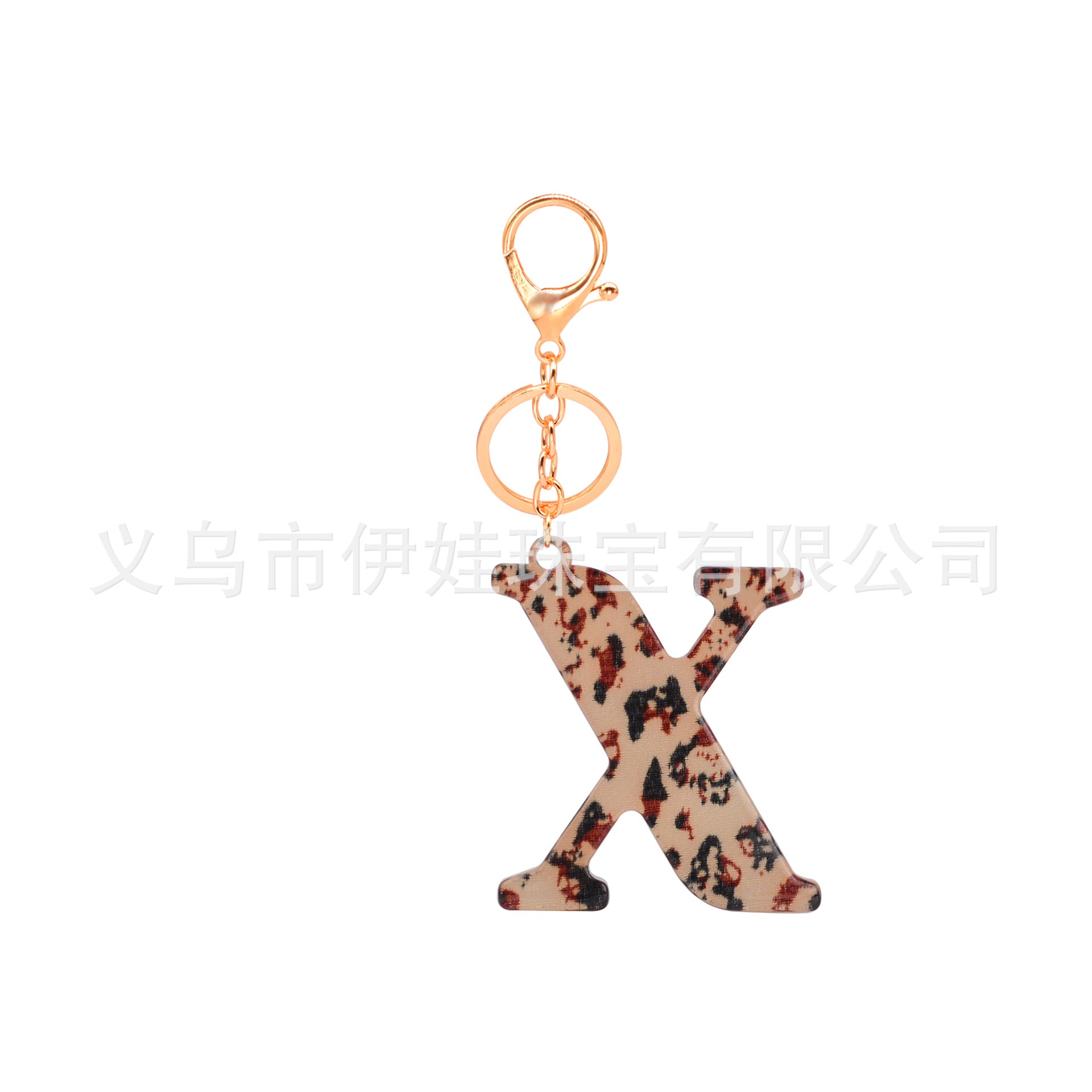 Wholesale  26 letters complete  Acrylic leopard print letter keychain