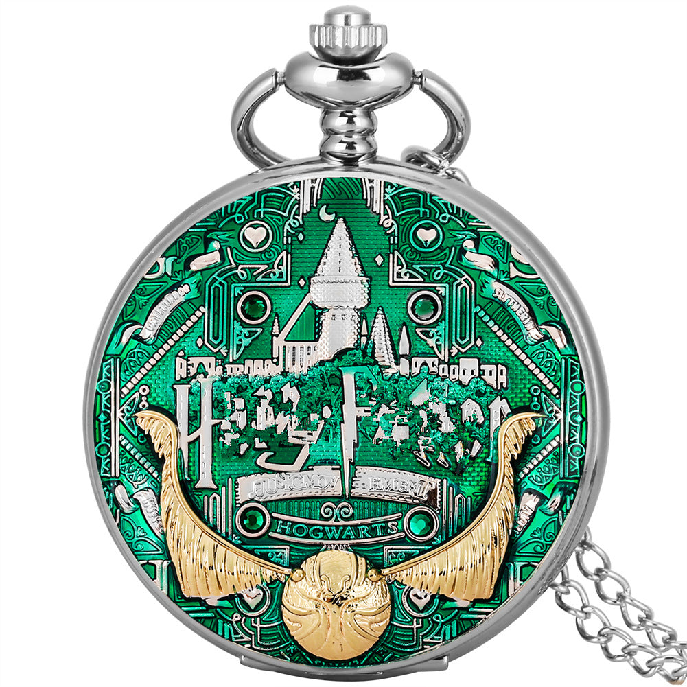 Wholesale Golden quartz castle commemorative movement pocket watch OLY Exclusive