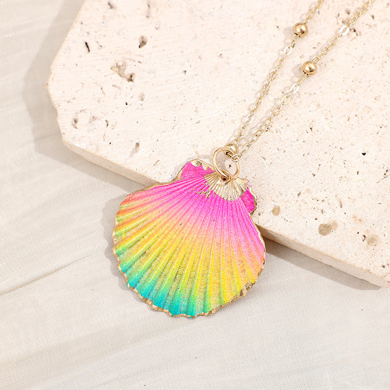 Wholesale Gold-edged Conch and Seashell Necklace
