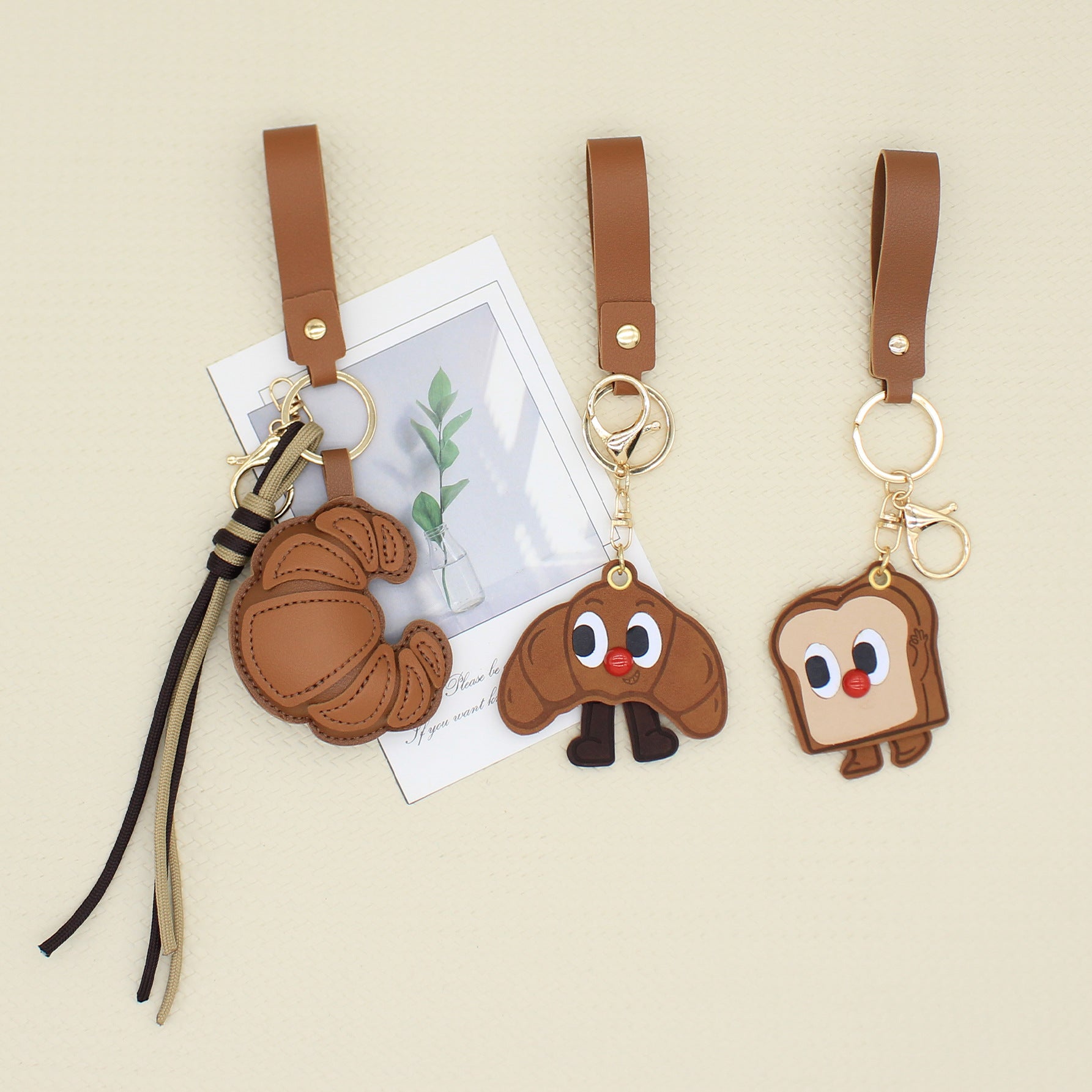 Wholesale Cartoon Toast Bread PU Bag Charm With Bear Whale Flower Theme Chic Car Key Accessory For Boutique Resale