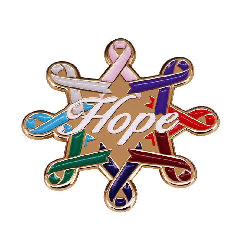 Wholesale Ribbon Faith Hope Love Health Colorful Ribbon Combination Badge Brooch