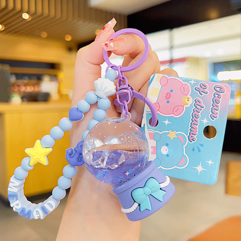 Cadena de llave acrílica de la bola de cristal del océano de sueño al por mayor