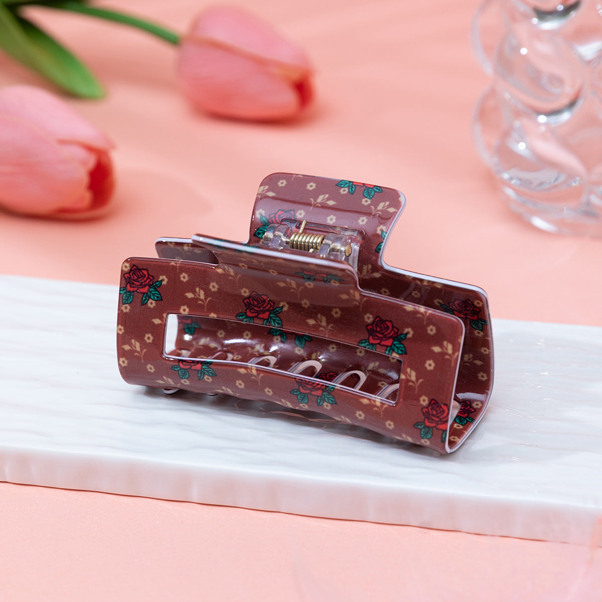 Wholesale simple all-match Valentine's Day printed rose love hair clip hair clip back headwear shark clip