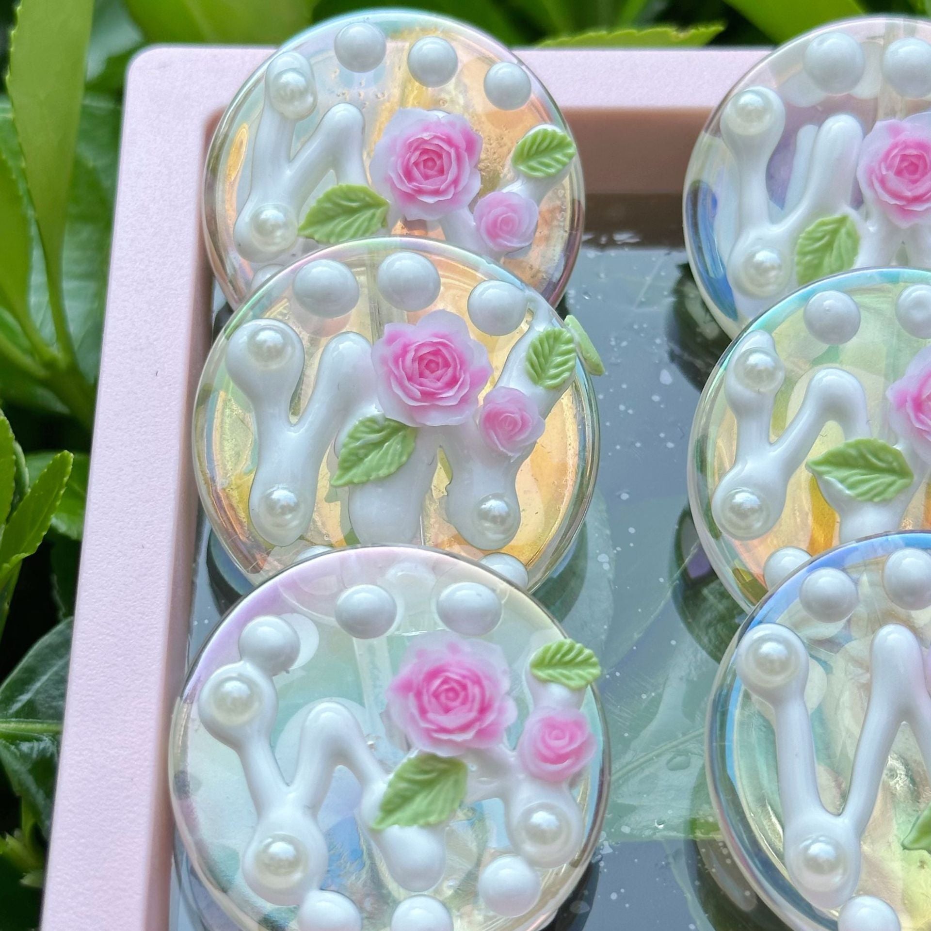 Wholesale 10PCS Flower Round Cake Color Plated Special Shaped Beads Acrylic Beads