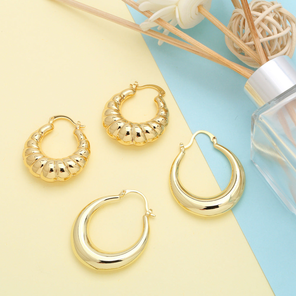 Pendientes de cobre de metal geométrico al por mayor