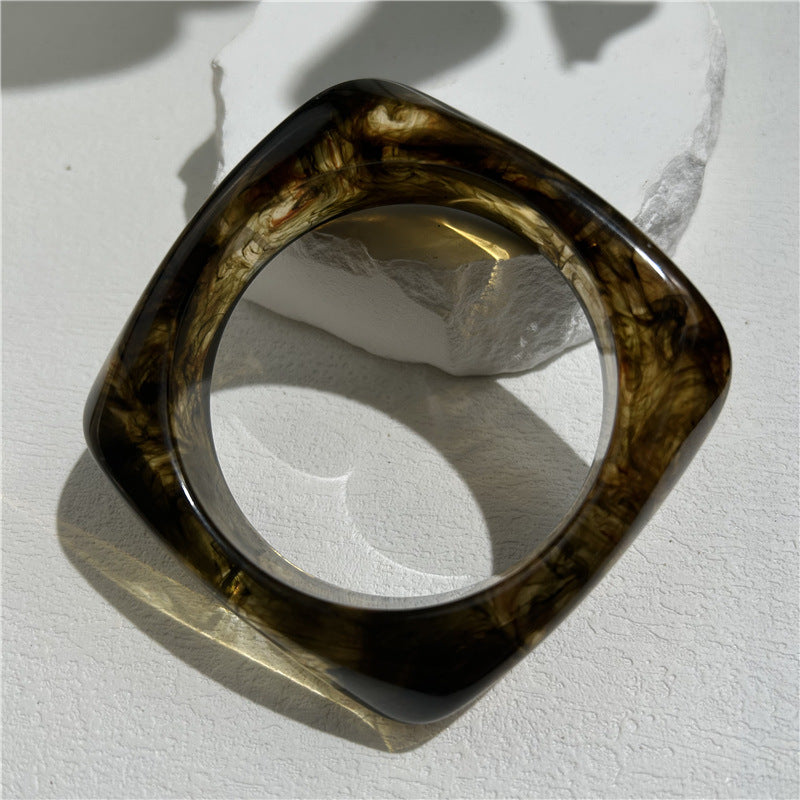 Wholesale fashion new marble acrylic bracelet shaped resin square round bracelet