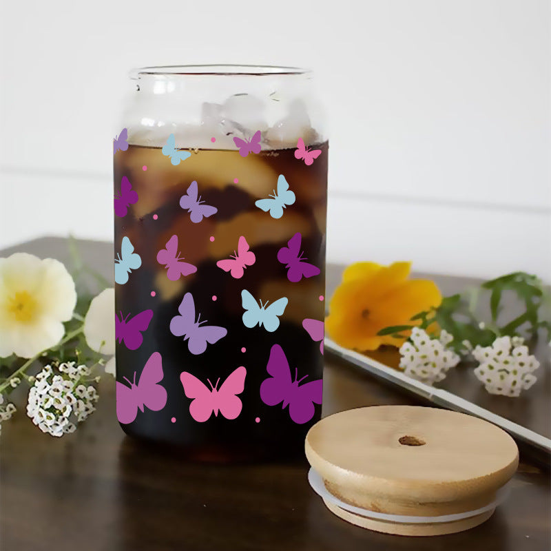 Wholesale Colorful Dancing Butterfly 16oz Cup UV DTF Wraps